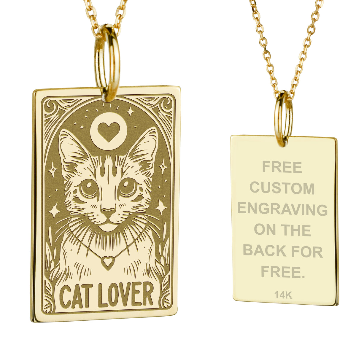 14K Gold Cat Lover Pendant Necklace