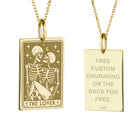 14K Gold Skeleton Lovers Pendant Necklace