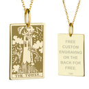 14K Gold Tower Tarot Card Pendant Necklace