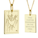 14K Gold Three of Swords Tarot Card Pendant Necklace