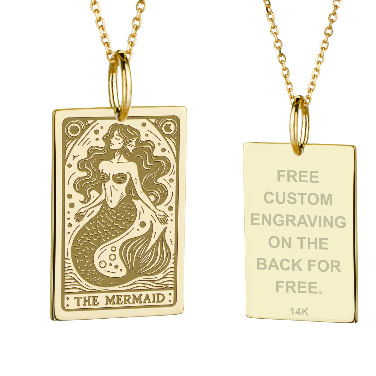 14K Gold Mermaid Pendant Necklace