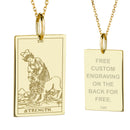 14K Gold Strength Tarot Card Pendant Necklace