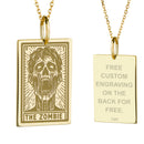 14K Gold Zombie Tarot Card Pendant Necklace
