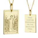 14K Gold Nine of Pentacles Tarot Card Pendant Necklace