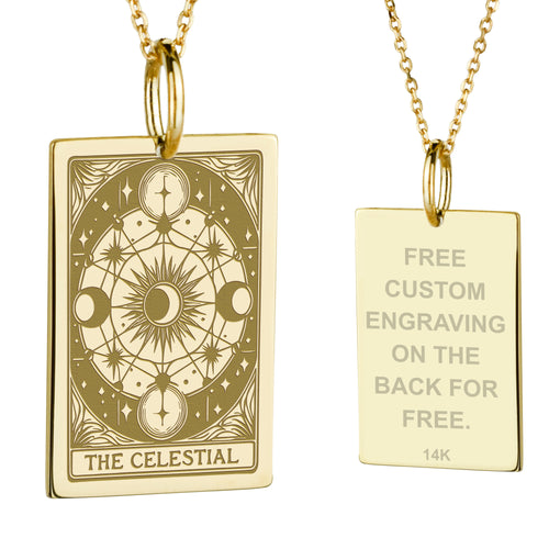 14K Gold Celestial Pendant Necklace