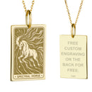 14K Gold Spectral Horse Tarot Card Pendant Necklace