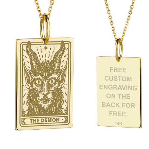 14K Gold Demon Pendant Necklace