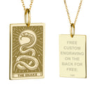14K Gold Snake Tarot Card Pendant Necklace
