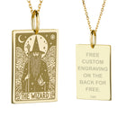 14K Gold Wizard Tarot Card Pendant Necklace
