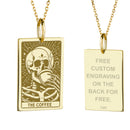 14K Gold Coffee Lover Skull Pendant Necklace