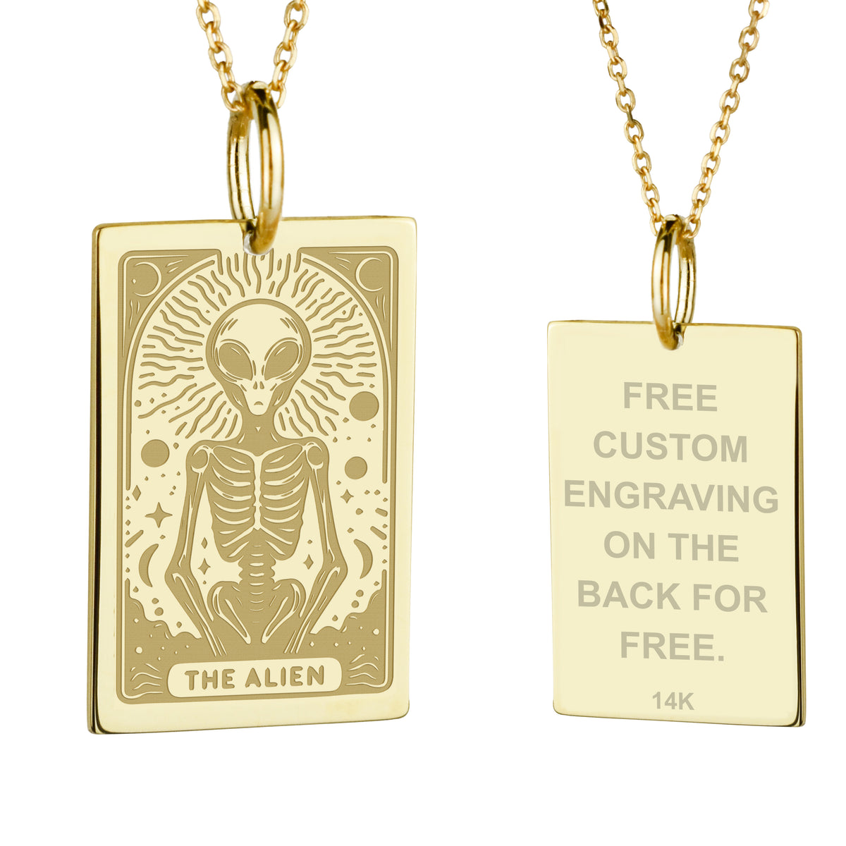 14K Gold Alien Pendant Necklace