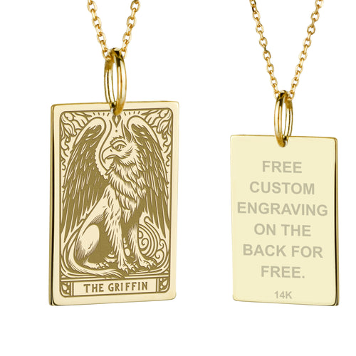 14K Gold Griffin Pendant Necklace