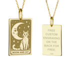 14K Gold Moon and Cat Pendant Necklace
