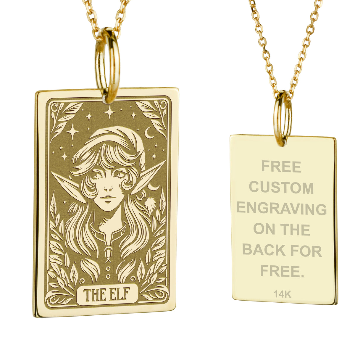 14K Gold Elf Pendant Necklace