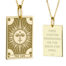 14K Gold Sun Tarot Card Pendant Necklace