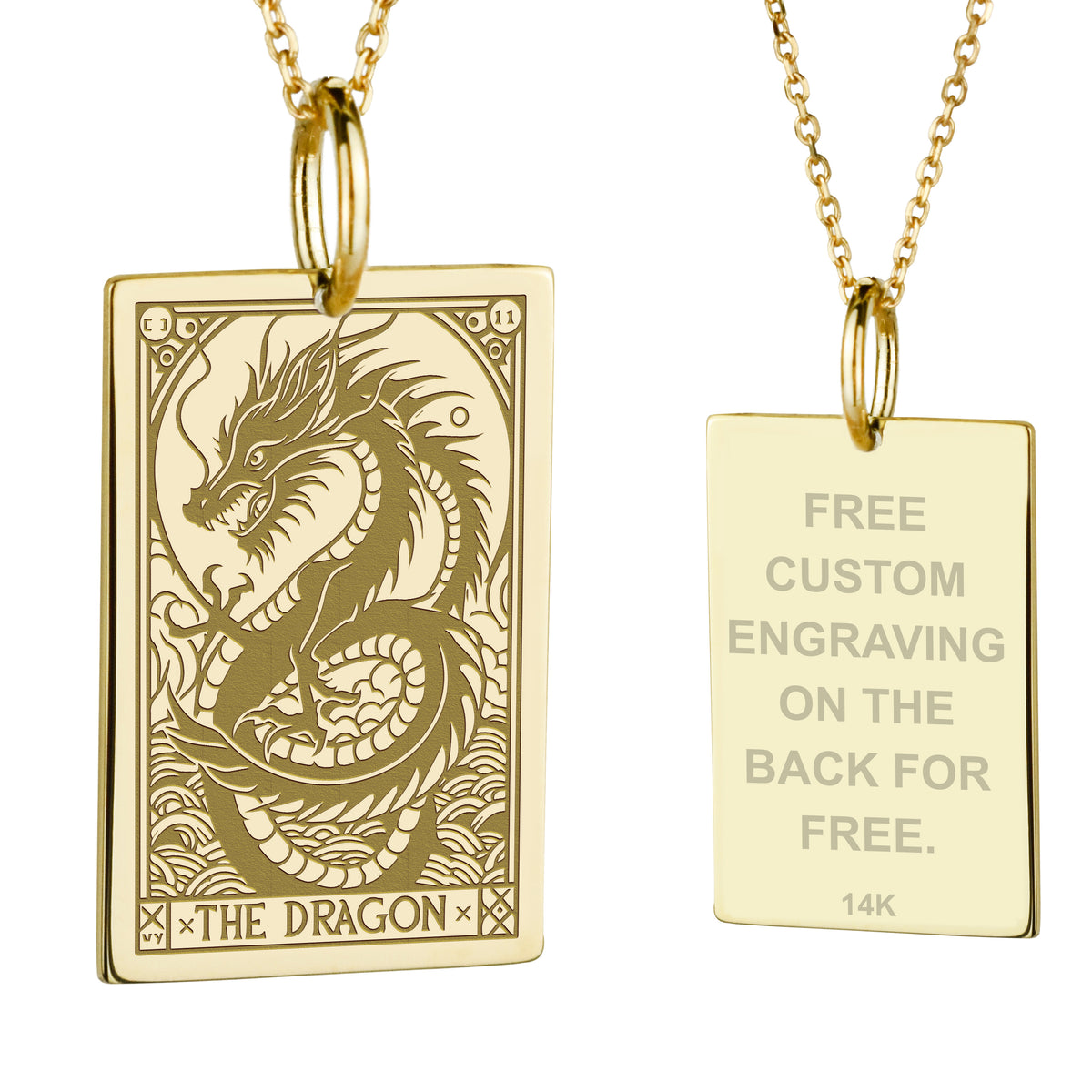 14K Gold Dragon Pendant Necklace