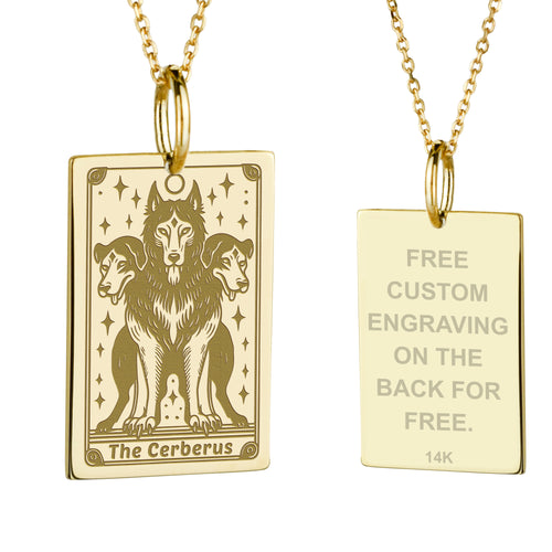 14K Gold Cerberus Pendant Necklace