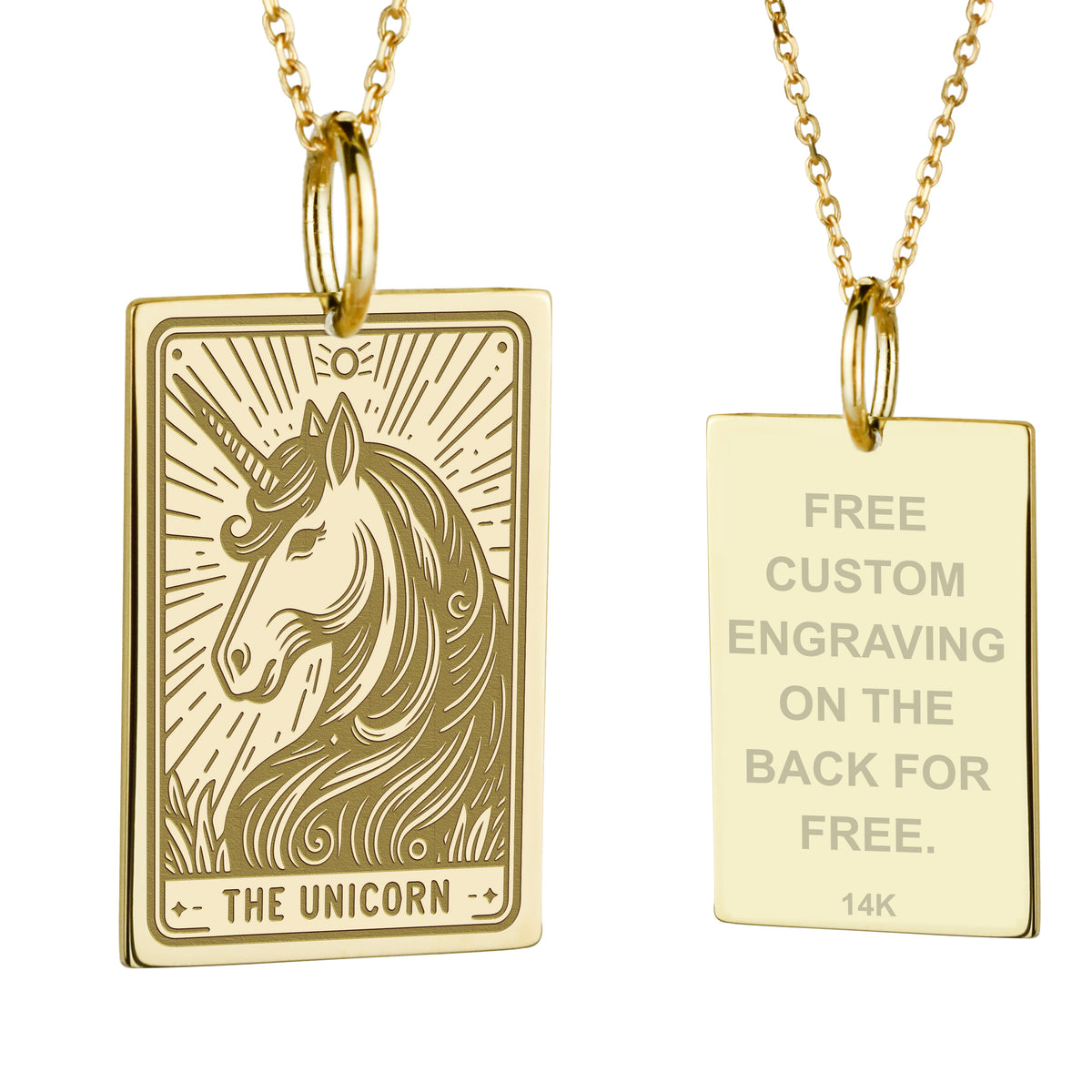 14K Gold Unicorn Pendant Necklace