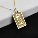 14K Gold Snake Tarot Card Pendant Necklace