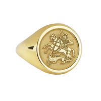 14K Gold Saint George Signet Ring