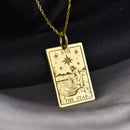 14K Gold Star Tarot Card Pendant Necklace