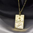 14K Gold Star Tarot Card Pendant Necklace