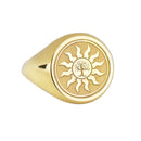 14K Gold Tree of Life Sun Signet Ring