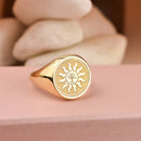 14K Gold Tree of Life Sun Signet Ring