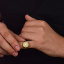 14K Gold Sunflower Signet Ring