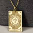 14K Gold Sun Tarot Card Pendant Necklace