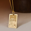 14K Gold Ten of Swords Tarot Card Pendant Necklace