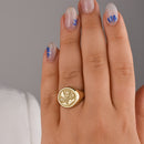 14K Gold Thistle Signet Ring