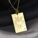 14K Gold Three of Swords Tarot Card Pendant Necklace