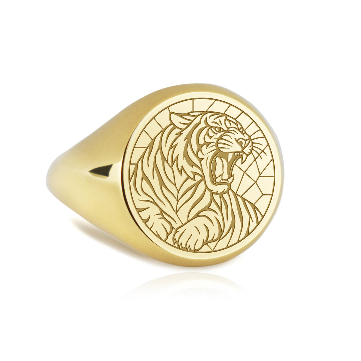 14K Gold Tiger Signet Ring
