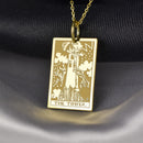14K Gold Tower Tarot Card Pendant Necklace