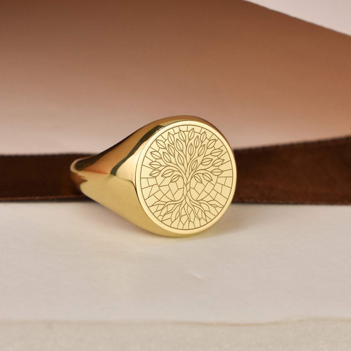 14K Gold Tree of Life Signet Ring