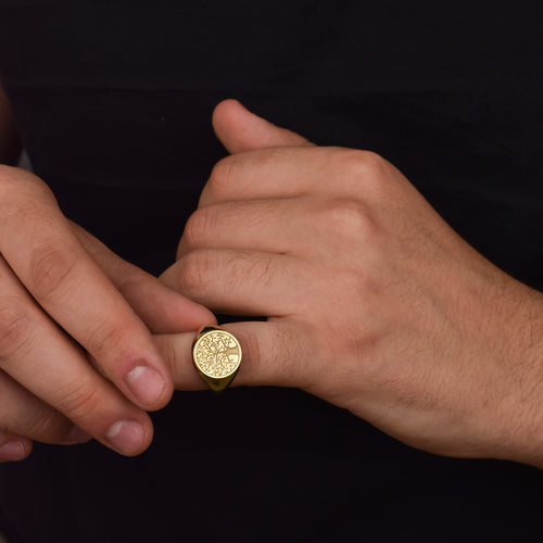 14K Gold Tree of Life Signet Ring