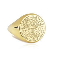 14K Gold Tree of Life Signet Ring