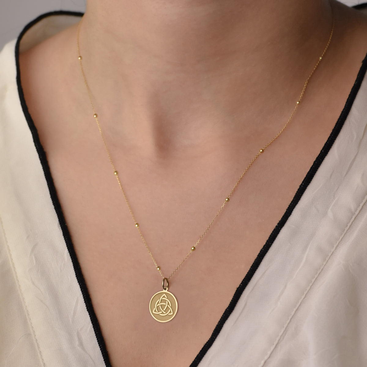 14K Gold Celtic Trinity Knot Necklace