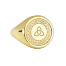 14K Gold Triquetra Celtic Knot Signet Ring