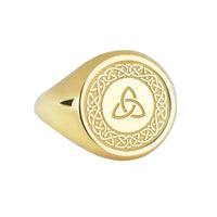14K Gold Triquetra Celtic Knot Signet Ring