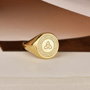 14K Gold Triquetra Celtic Knot Signet Ring