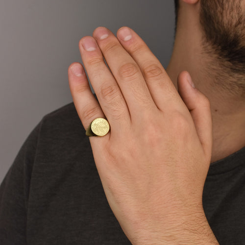 14K Gold Turtle Signet Ring