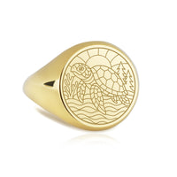 14K Gold Turtle Signet Ring