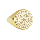 14K Gold Vegvisir Viking Compass Signet Ring