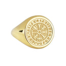14K Gold Vegvisir Signet Ring
