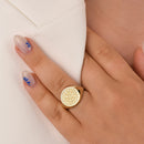14K Gold Vegvisir Signet Ring