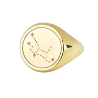 14K Gold Virgo Constellation Signet Ring