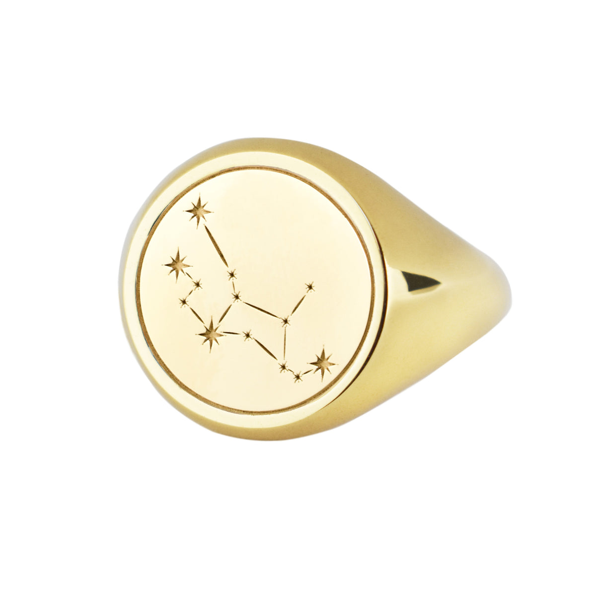 14K Gold Virgo Constellation Signet Ring