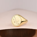 14K Gold Virgo Constellation Signet Ring